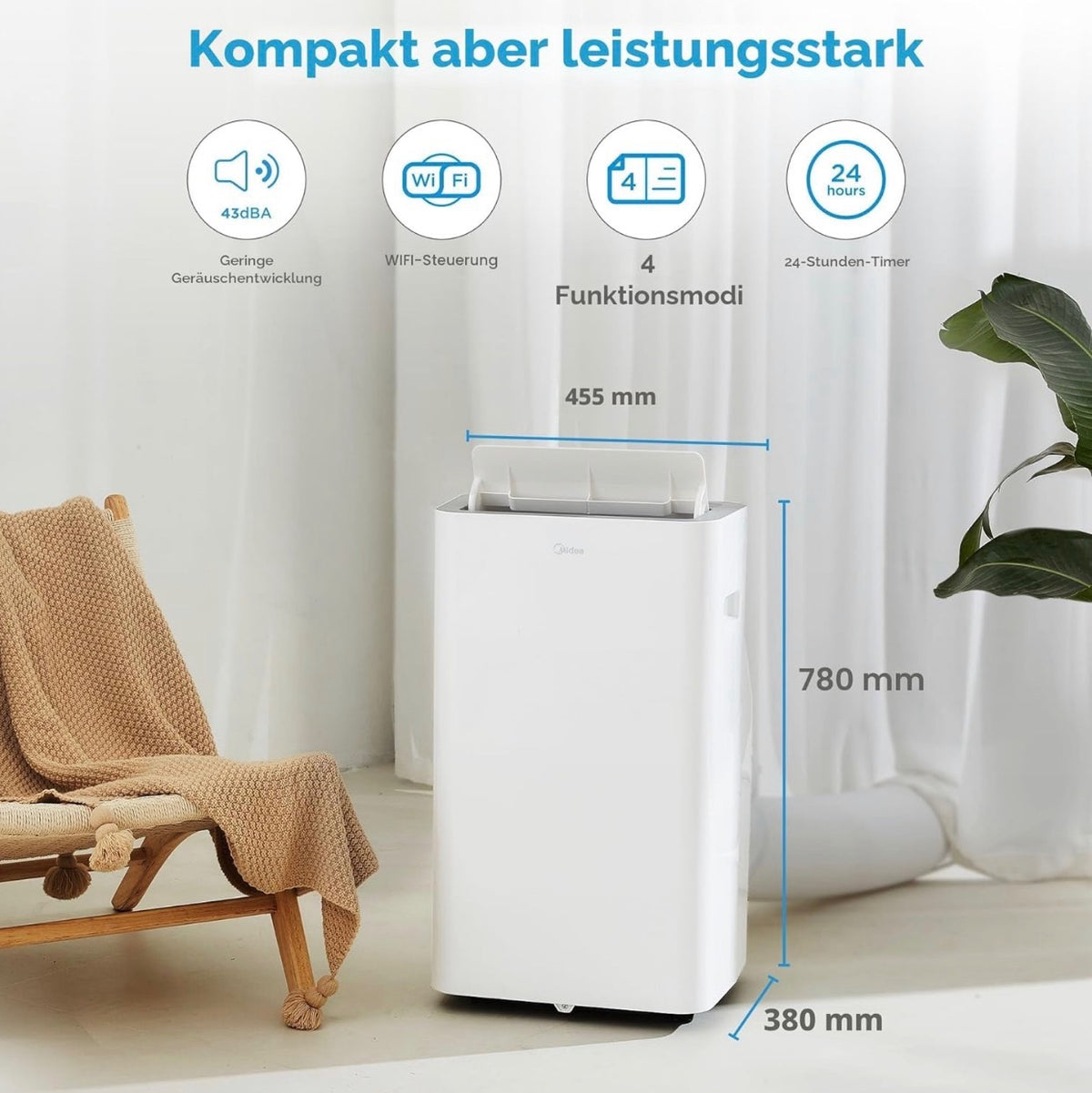 Midea Silent Cool 26 Pro WF 3 in 1 mobile Klimaanlage
