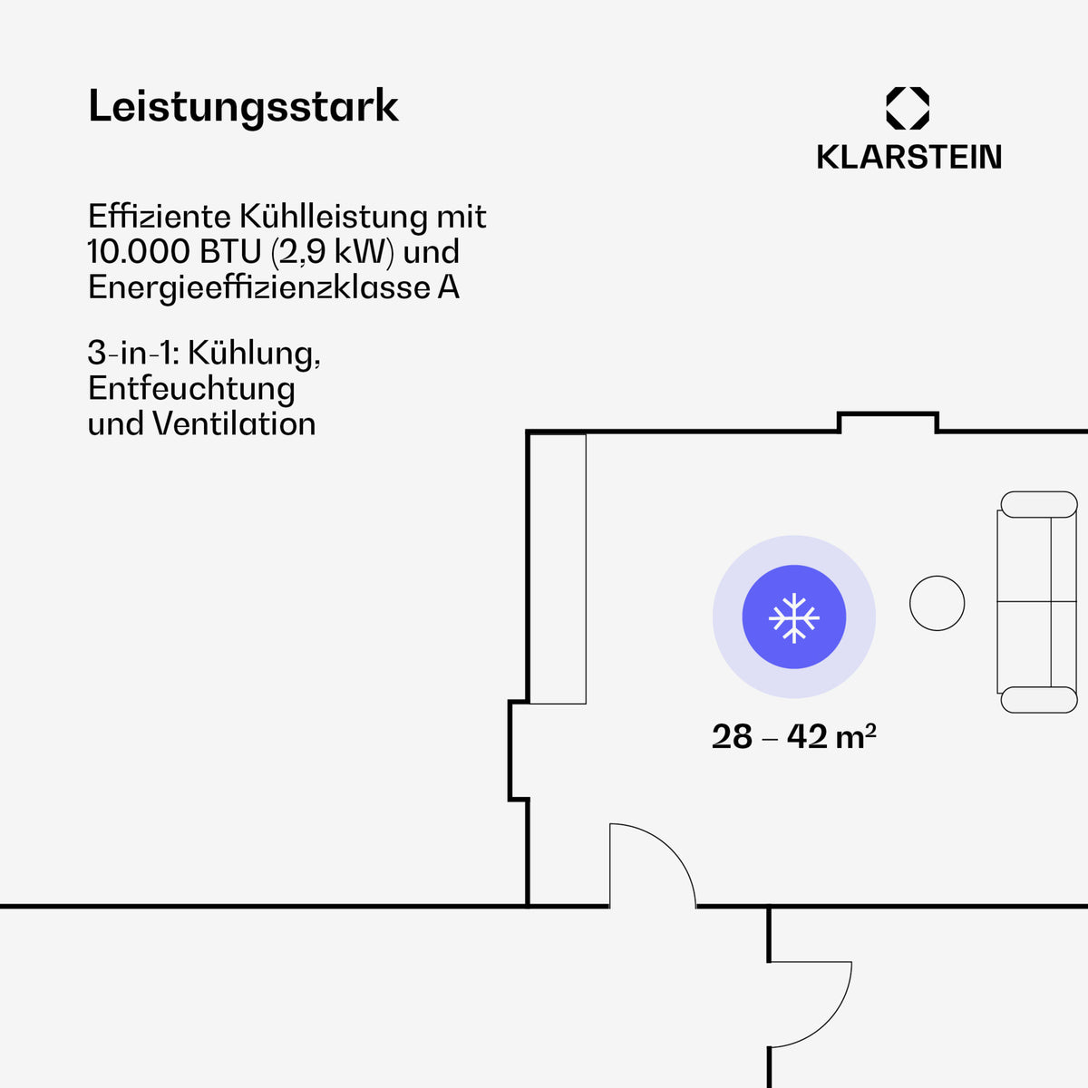Kraftwerk Smart 10000 BTU Mobile Klimaanlage Weiß