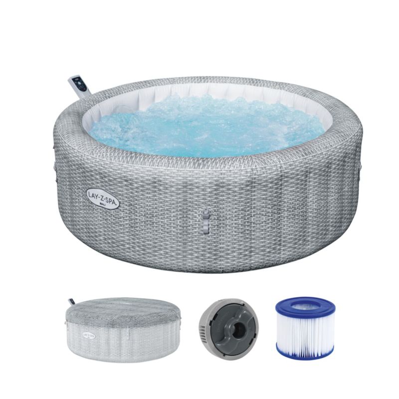 LAY-Z-SPA Whirlpool Bali 196x71cmGrau Rattan Rund