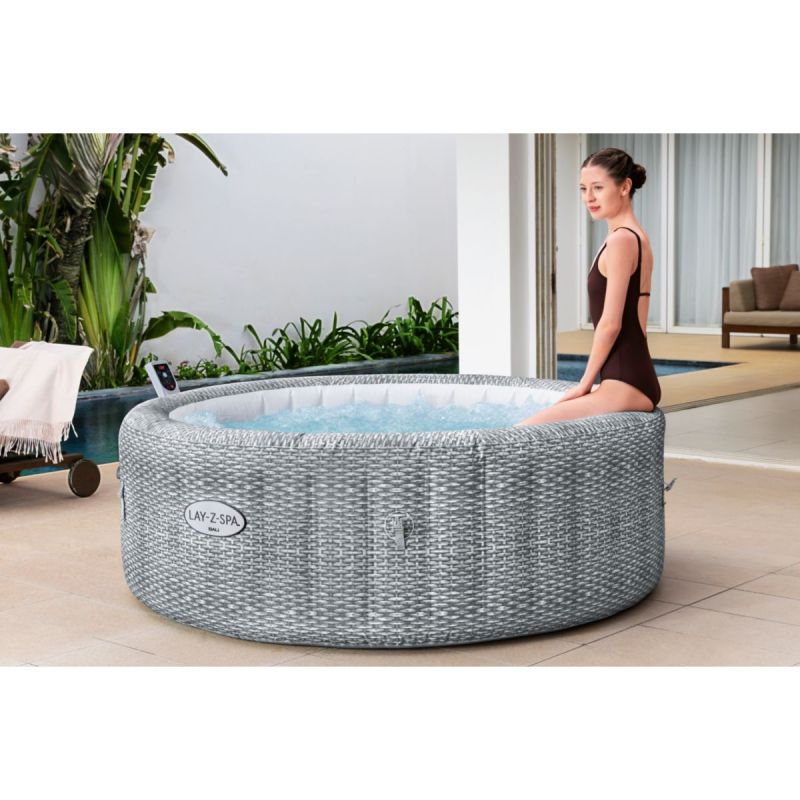 LAY-Z-SPA Whirlpool Bali 196x71cmGrau Rattan Rund