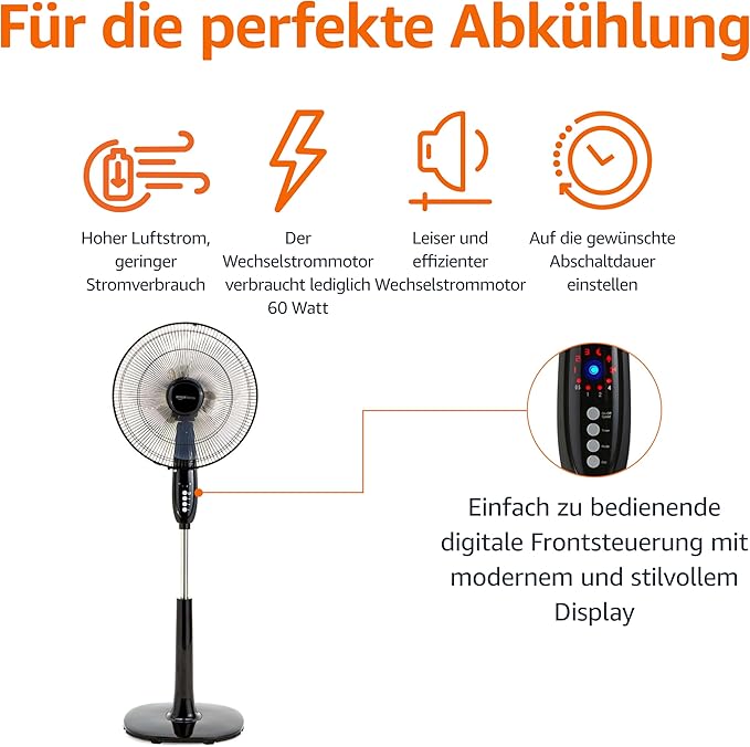 Standventilator 40 cm mit Fernbedienung