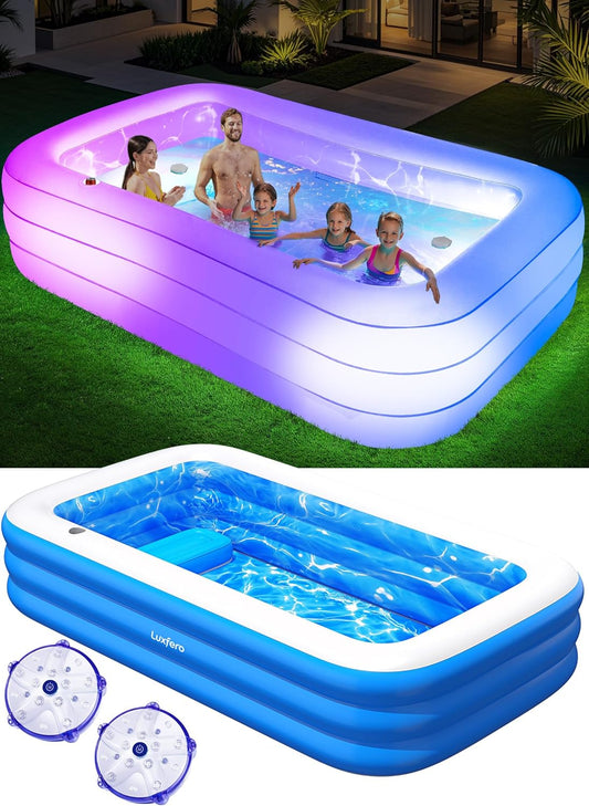 Luxfero aufblasbarer Pool für Erwachsene mit Sitz und integrierter Beleuchtung