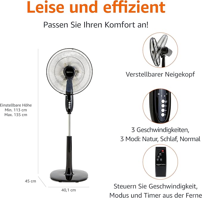 Standventilator 40 cm mit Fernbedienung