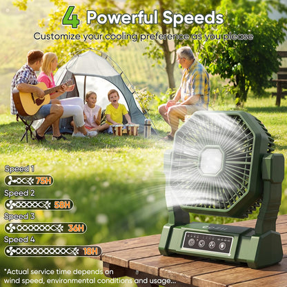 COZII Camping Ventilator, 20000mAh Tragbarer Ventilator Akku mit LED Licht & Fernbedienung