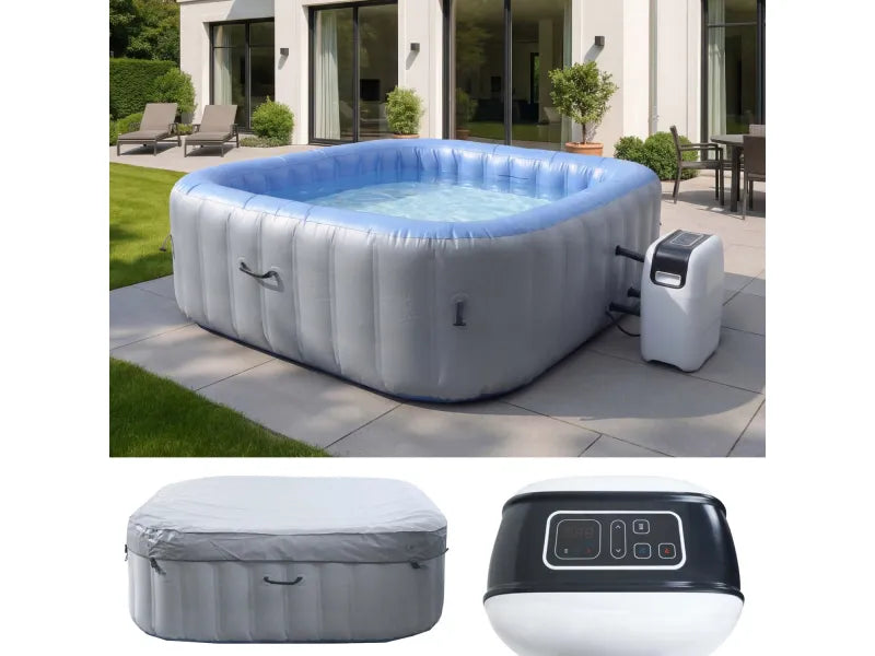 MCW Whirlpool N97 6 Personen Heizbar Aufblasbar Eckig 198cm Grau-Blau