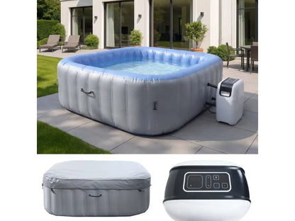 MCW Whirlpool N97 6 Personen Heizbar Aufblasbar Eckig 198cm Grau-Blau