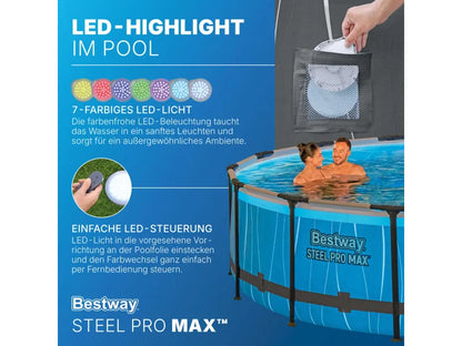 Bestway Solo Pool Steel Pro MAX LED-Design Ø 457 x 107 cm